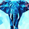 Blue Geometric Elephant Diamond Painting