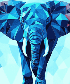 Blue Geometric Elephant Diamond Painting