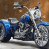 Blue Harley Davidson Three Wheeler Diamond Painting