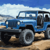 Blue Jeep Adventure Diamond Painting