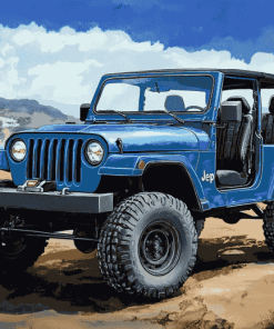 Blue Jeep Adventure Diamond Painting