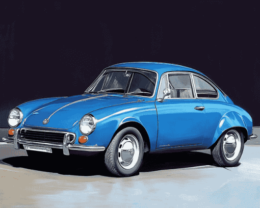 Blue Karmann Ghia Car Diamond Painting