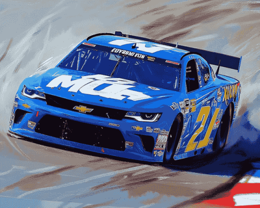 Blue Kyle Larson Racing Car Diamond Painting