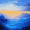 Blue Mountain Sunset Diamond Painting