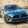 Blue Mustang Car Enthusiast Diamond Painting