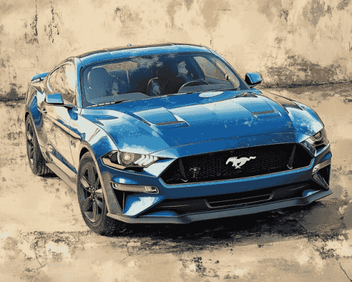 Blue Mustang Car Enthusiast Diamond Painting