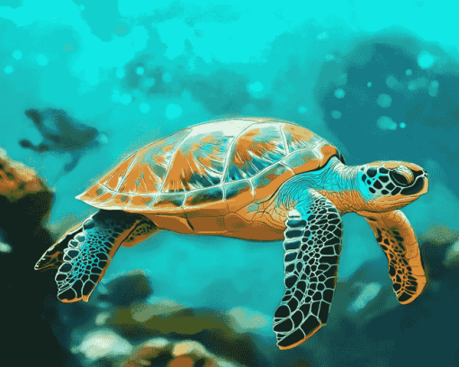 Blue Ocean Turtle Diamond Painting