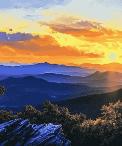 Blue Ridge Mountains Sunset Diamond Painting