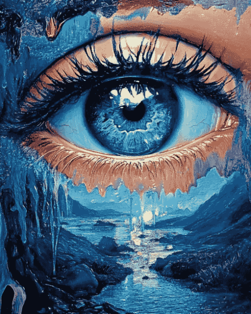 Blue Sad Eye Diamond Painting