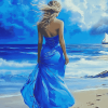 Blue Seaside Woman Diamond Painting