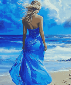 Blue Seaside Woman Diamond Painting