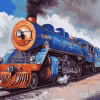 Blue Steam Train Diamond Painting