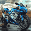 Blue Suzuki Race Motorbike Diamond Painting