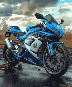 Blue Suzuki Race Motorbike Diamond Painting