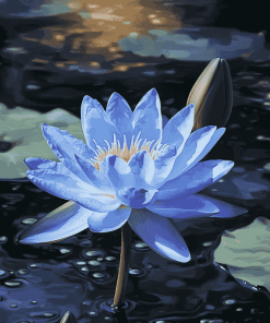 Blue Waterlily Blooms Diamond Painting