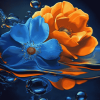 Blue and Orange Floral Diamond Painting