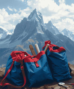 Blue and Red Mountain Bags Diamond Painting