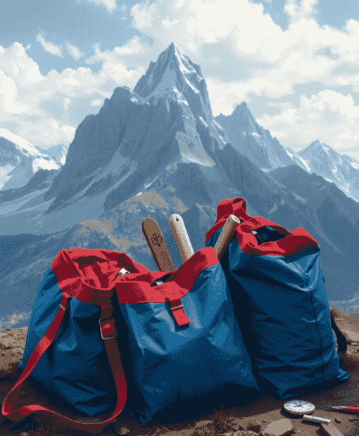 Blue and Red Mountain Bags Diamond Painting