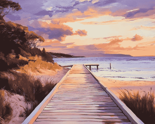 Boardwalk Sunset Over Tasmania Diamond Painting