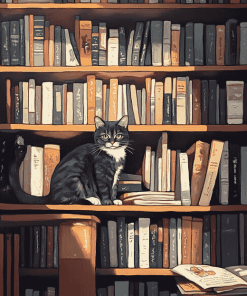 Bookshelf Cat Diamond Painting