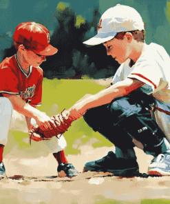 Boys Playing Baseball Diamond Painting