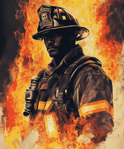 Brave Firefighter Man Diamond Painting