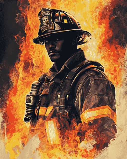 Brave Firefighter Man Diamond Painting