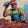 Brick Worker Pop Art Diamond Painting