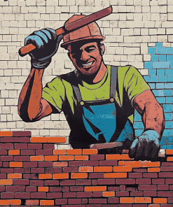 Brick Worker Pop Art Diamond Painting