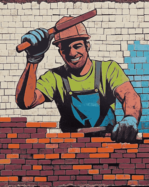 Brick Worker Pop Art Diamond Painting