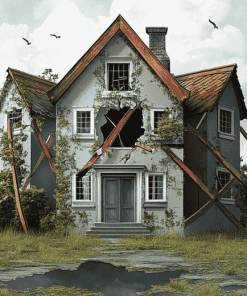 Broken Houses Cartoon Diamond Painting