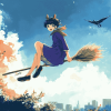 Broom Flying Anime Fantasy Diamond Painting