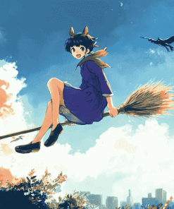 Broom Flying Anime Fantasy Diamond Painting