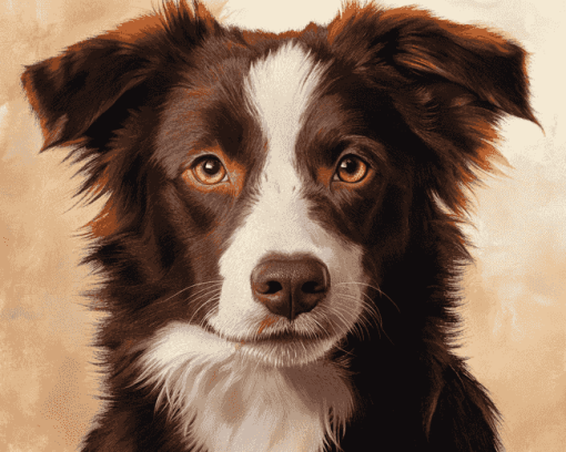 Brown Border Collie Puppy Diamond Painting