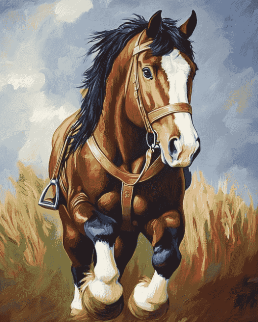 Brown Clydesdale Horse Diamond Painting