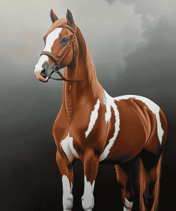 Brown White Horse Diamond Painting