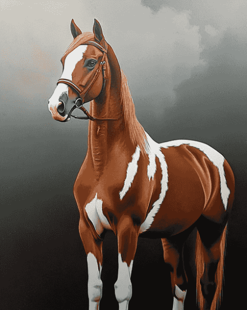 Brown White Horse Diamond Painting