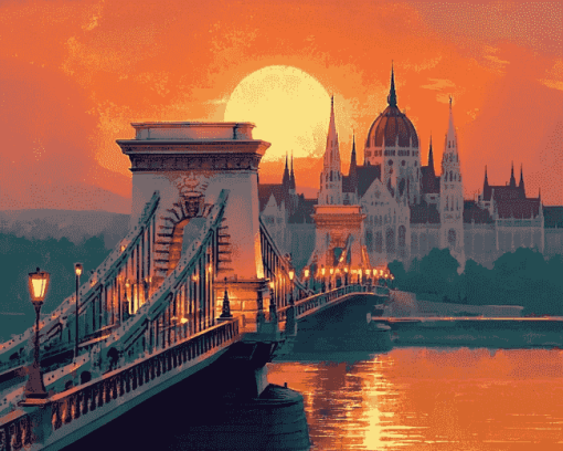 Budapest Iconic Bridge Diamond Painting