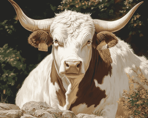 Bull with Horns Diamond Painting