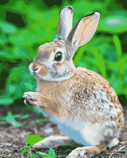 Bunny in Green Landscape Diamond Painting