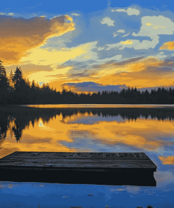 Burnaby Lake Sunrise Landscape Diamond Painting