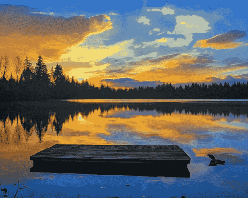 Burnaby Lake Sunrise Landscape Diamond Painting