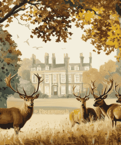 Bushy Park Deer Landscape Diamond Painting