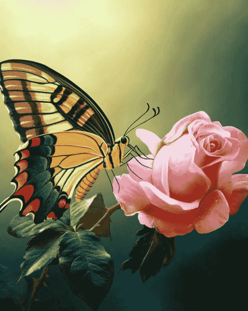 Butterfly Roses Blossoms Diamond Painting