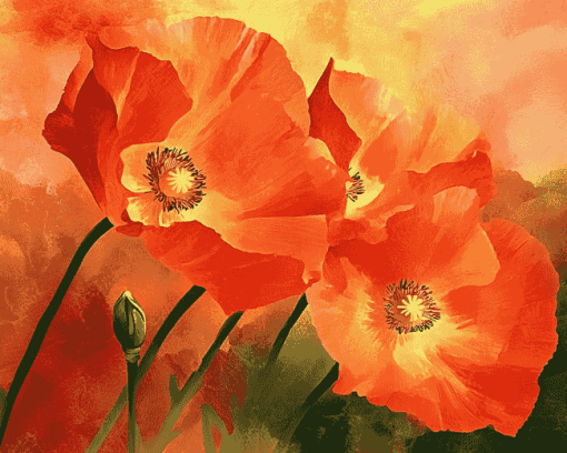 California Poppies Blossoms Diamond Painting