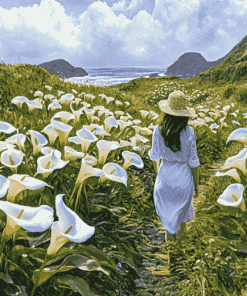 Calla Lily Woman Landscape Diamond Painting