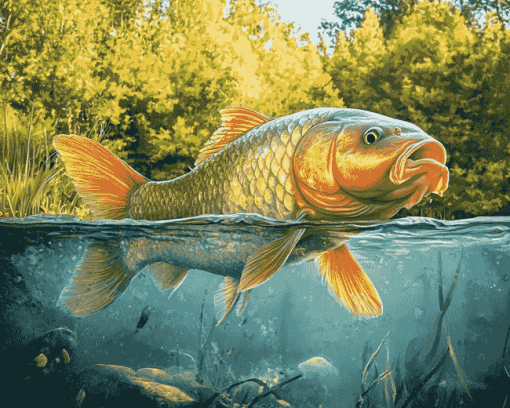 Carp Fishing Serenity Diamond Painting