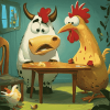 Cartoon Adventure Cow And Chicken Diamond Painting