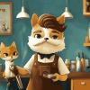 Cartoon Barber Puppies Diamond Painting