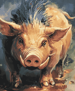 Cartoon Boar Pig Diamond Painting